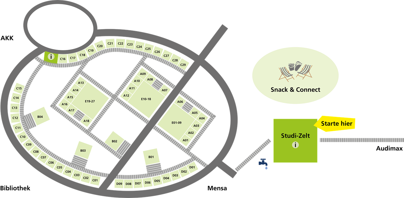 Graphic of the company booths on the KIT campus